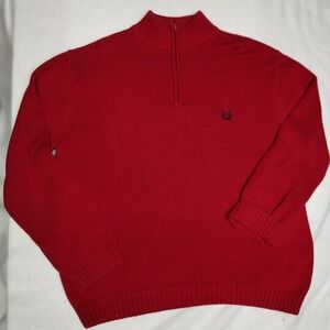 Chaps‎ Red Quarter Zip Pullover Sweater XL Men's Cotton Fall Classic
